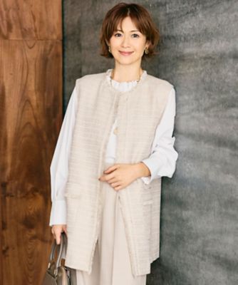 ＜自由区 (Women)＞【カタログ掲載・セットアップ対応】ライトミックスツイード　ジレ（ＶＲＷＭＧＳ００１０）