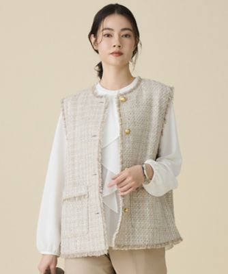 ＜自由区 (Women)＞ファンシーノットツイード　ジレ（ＶＲＷＭＬＳ０２０３）