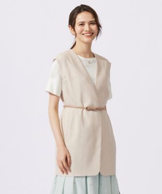 ＜自由区 L (Women/大きいサイズ)＞【カタログ掲載・接触冷感・ＵＶカット・洗える】リネンミックスツィル　ジレ（ＶＲＷＲＣＡ０００１）