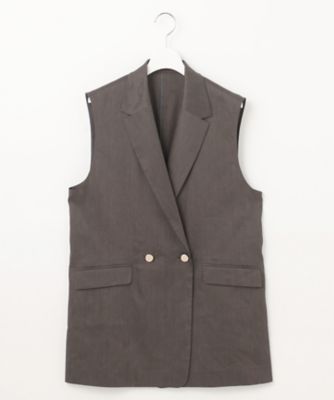 ＜自由区 L (Women/大きいサイズ)＞【セットアップ対応・洗える】リネンレーヨンストレッチ　ジレ（ＶＲＷＲＣＭ０４０４）