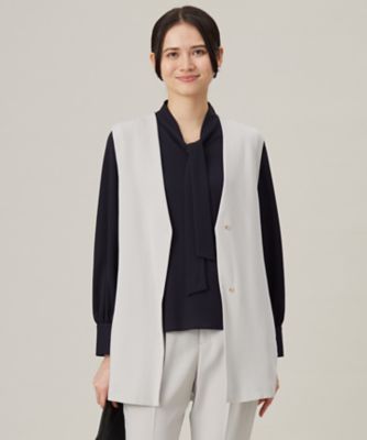 ＜自由区 L (Women/大きいサイズ)＞【セットアップ対応・洗える】トリアセダブルクロス　ジレ（ＶＲＷＲＣＳ０００１）