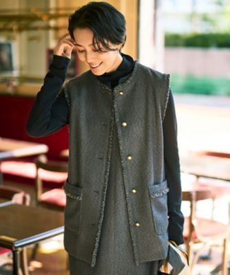 ＜自由区 L (Women/大きいサイズ)＞【カタログ掲載】ブライトリングツイード　ジレ（ＶＲＷＲＬＳ０４０６）