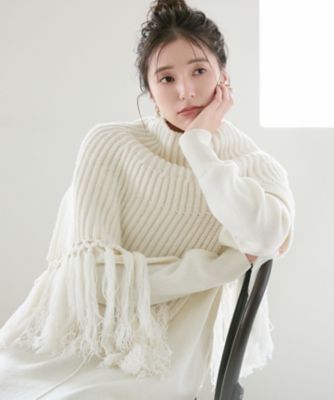 23区 (Women)/ニジュウサンク 【ＳＬＯＷ／一部店舗限定】ニットトータル　フリンジ　ネックウォーマ―（ＺＺ３ＤＣＷ０９５０）