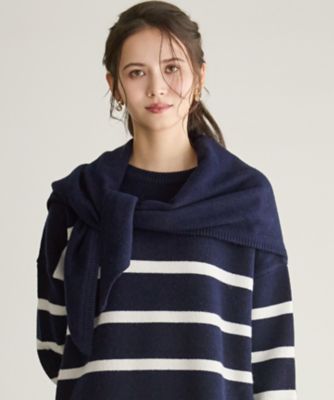 23区 (Women)/ニジュウサンク【SLOW/一部店舗限定】ソフトウール ニット ストール(ZZ3DGW0950) 075_ネービーブルー スカーフ・ショール【三越伊勢丹/公式】