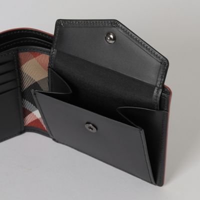 エンボスレザークレストブリッジチェック2つ折りウォレット