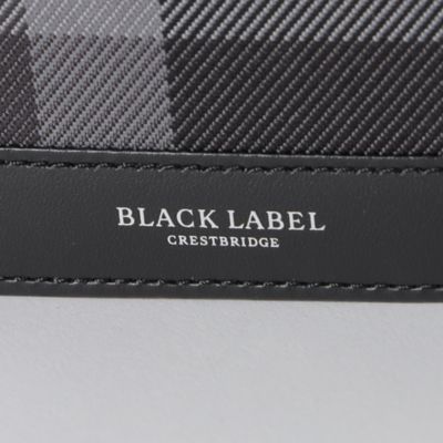 未使用 トーナルクレストブリッジチェックコインウォレット 黒 グレー レザー エンボスレザークレストブリッジチェック3つ折りウォレット