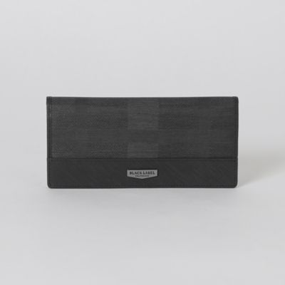 ブラックレーベルクレストブリッジ 新品！トーナルチェック柄ナイロン牛革折財布 黒 トーナルクレストブリッジチェックパスウォレット（財布