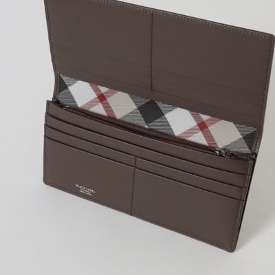 バイカラークレストブリッジチェックロングウォレット