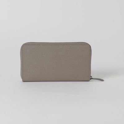 エンボスレザークレストブリッジチェックラウンドジップウォレット