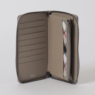 エンボスレザークレストブリッジチェックラウンドジップウォレット