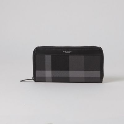 トーナルクレストブリッジチェックラウンドジップウォレット