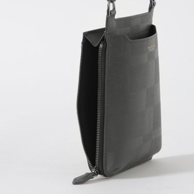 エンボスチェックスマートフォンショルダーケース