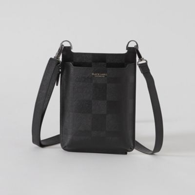 ブラックレーベル クレストブリッジ✨ スマホショルダーバッグ レザー ブラック ブラックレーベルクレストブリッジ スマホショルダーバッグ 財布