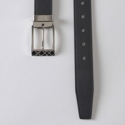 BLACK LABEL CRESTBRIDGE チェックバックルレザーベルト チェックバックルエンボスクレストブリッジチェックリバーシブル
