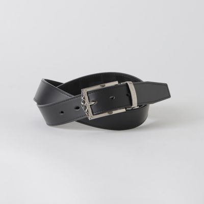 チェックバックルエンボスクレストブリッジチェックリバーシブルベルト