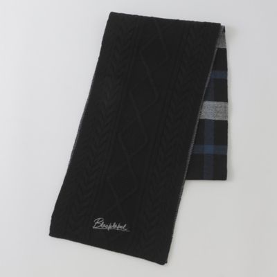 WEB限定】チェックニットマフラー（51790690＿＿） | BLACK