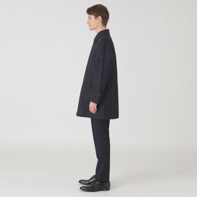 シャドーチェックラミネートステンカラーコート