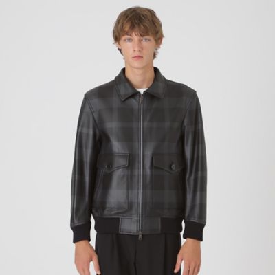 【美品】BLACK LABEL CRESTBRIDGE ジャケット ストレッチ クレストブリッジチェックレザーフライトジャケット