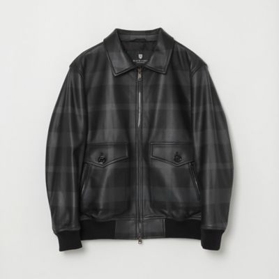 クレストブリッジチェックレザーフライトジャケット