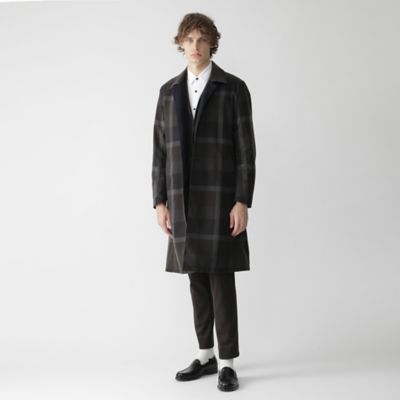 【ＢＬＡＣＫ ｌａｂ．】トーナルクレストブリッジチェックリバーシブルステンカラーコート（５１Ｆ４６６４６＿＿）