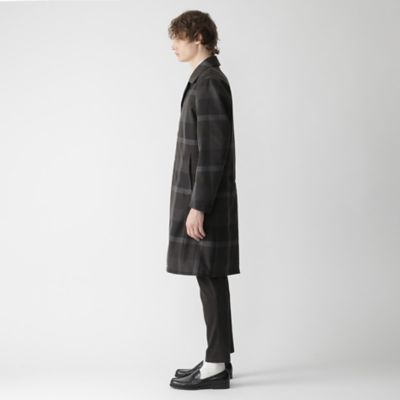 【ＢＬＡＣＫ　ｌａｂ．】トーナルクレストブリッジチェックリバーシブルステンカラーコート（５１Ｆ４６６４６＿＿）