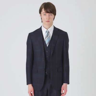 ＜BLACK LABEL CRESTBRIDGE (Men)＞ネイビーシャドークレストブリッジチェックスリーピーススーツ（５１Ｈ３１３１２Ｌ＿）