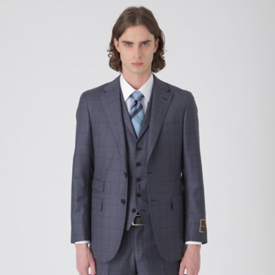 ＜BLACK LABEL CRESTBRIDGE (Men)＞【店舗限定】ＴＡＬＬＩＡ　ＤＩ　ＤＥＬＦＩＮＯ　トップブルーチェックスリーピーススーツ（５１Ｈ７５３２１Ｒ＿）