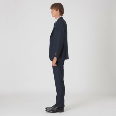 【美品】クレストブリッジ　青スーツ　スリーピース クレストブリッジチェッククロッシングビエラニットスリーブ