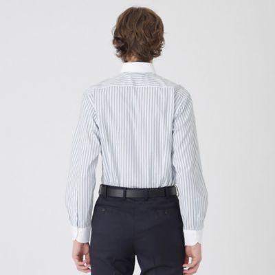 ✨新品タグ付✨20SS✨ブラックレーベル　リネン紺　ストライプ　ドレスシャツ　S クレリックストライプセミワイドカラーシャツ（ドレスシャツ