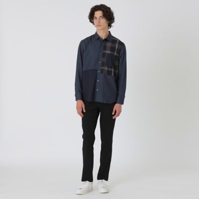 デニムライクパッチワークシャツ（51M05615＿＿） | BLACK