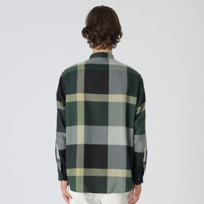 ブラックウォッチクレストブリッジチェックバンドカラーシャツ