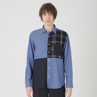 ＜BLACK LABEL CRESTBRIDGE (Men)＞【一部店舗限定】デニムライクパッチワークシャツ（５１Ｍ６２５７２＿＿）