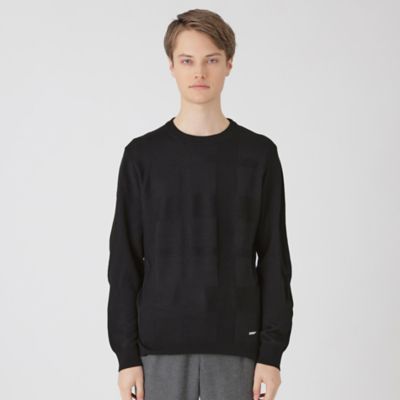BLACK LABEL CRESTBRIDGE (Men)/ブラックレーベル・クレストブリッジ シャドーチェッククルーネックニット(51N02612__) クロ09G トップス【三越伊勢丹/公式】
