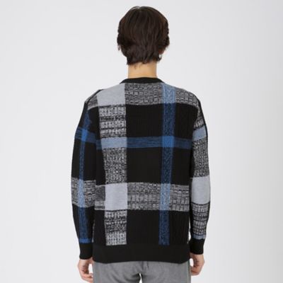 テクスチャーミックスクレストブリッジチェックニット