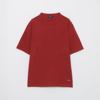 ハイツイストシャドーチェックニットTシャツ