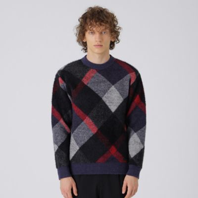 ビッグスケールバイアスチェックニット（51N13423＿＿