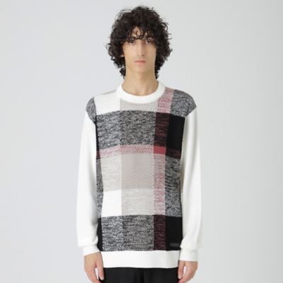 一部店舗限定】パネルテクスチャークレストブリッジチェックニット