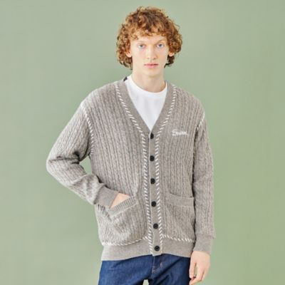 WEB・一部店舗限定】パーシャルチェックケーブルカーディガン