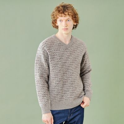 WEB限定】バーズアイジャカードVネックニット