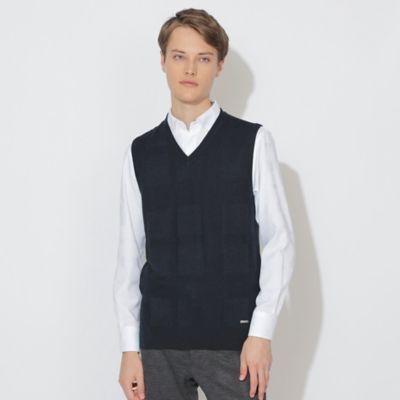 WEB限定】シャドーチェックニットベスト