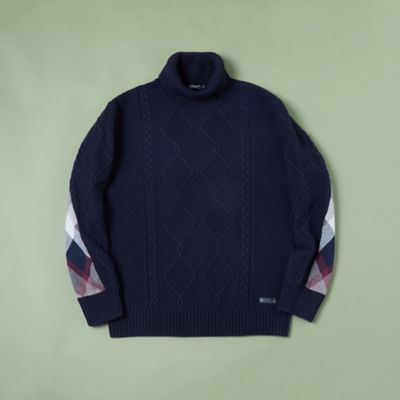チェックタートルネックニット BLUE LABEL CRESTBRIDGE WEB・一部店舗限定】クレストブリッジチェックタートルネック