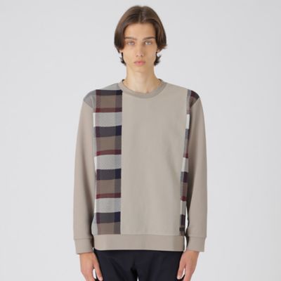 【美品】ブラックレーベルクレストブリッジ 長袖カットソー チェック ブラウン L BLACK lab.】エンボスシャドーチェックカットソー（カットソー