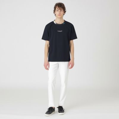 2022新品ブルーレーベルクレストブリッジ☆天竺サイドチェックデザインTシャツ白 セール】 テクスチャータックサイドチェックTシャツ