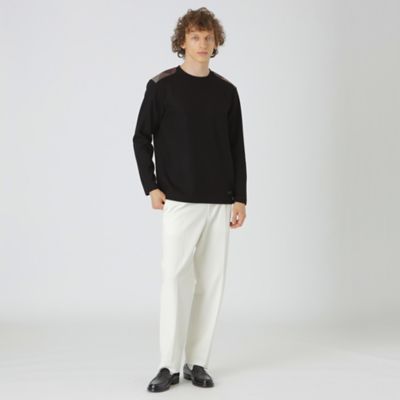 白×ノバチェックストレッチカットソー コンパクトチェック センタープレスワイドパンツ(51313224-2024