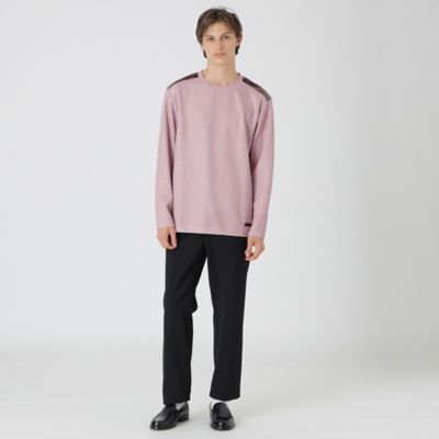 白×ノバチェックストレッチカットソー コンパクトチェック センタープレスワイドパンツ(51313224-2024