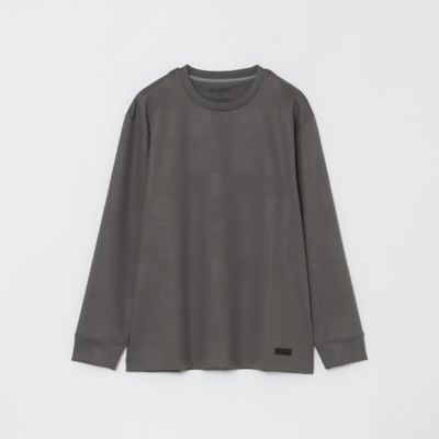 クレッシェント⭐︎カットソー　ブラック BLACK lab．】エンボスシャドーチェックカットソー