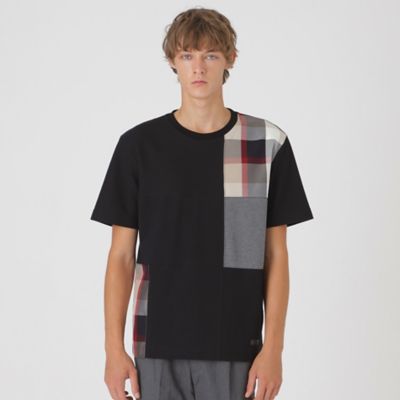 【新品】BLACK LABELクレストブリッジ パッチワークハニカムカットソー 一部店舗限定】クレストブリッジチェックパッチワークTシャツ