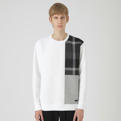 一部店舗限定】クレストブリッジチェックパッチワークスウェットシャツ