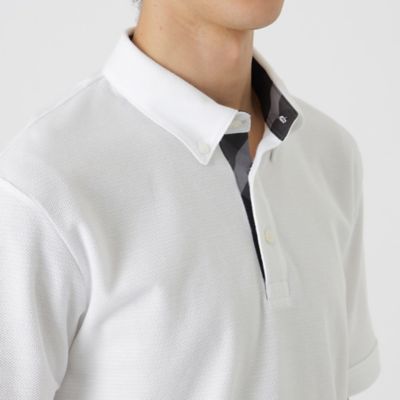 一部店舗限定】チェックコンビハニカムボタンダウンポロシャツ