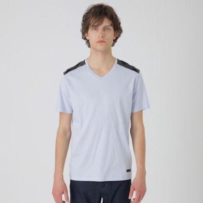 ＜BLACK LABEL CRESTBRIDGE (Men)＞【一部店舗限定】ショルダーチェックＶネックＴシャツ（５１Ｐ７３５８３＿＿）